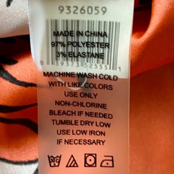 Vince Camuto Bright Orange & Pink Tropcial Hibiscus Blooms Blouse - Picture 13 of 14